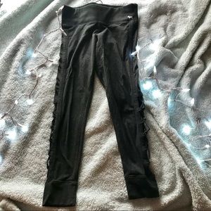 dark grey vspink 7/8cut legging with cutouts